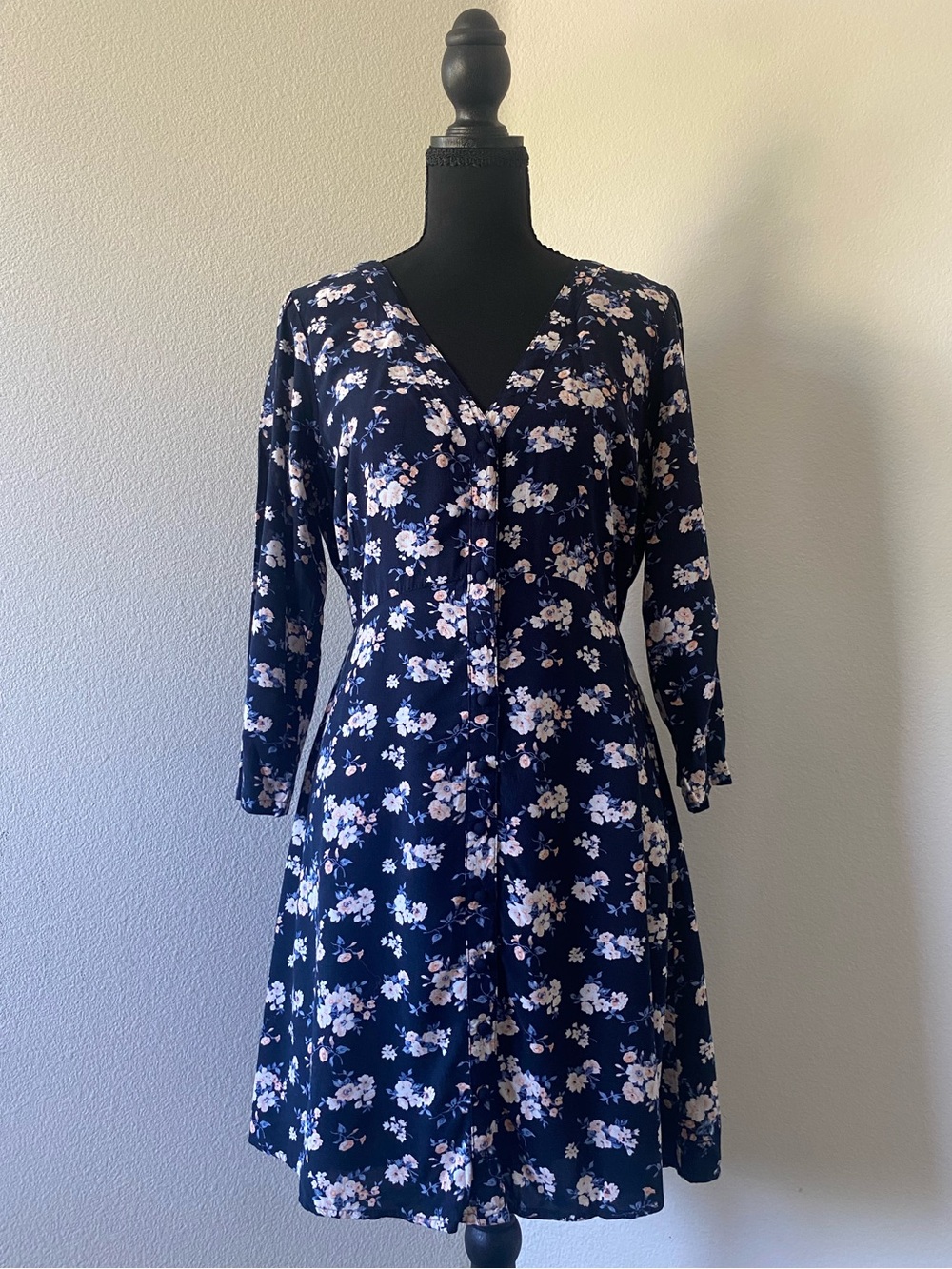 Abercrombie & Fitch Navy Floral Button Dress